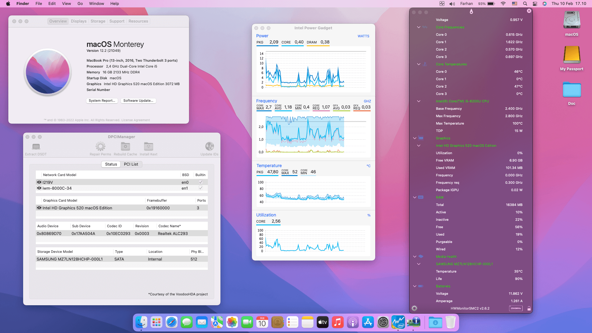 Success Hackintosh macOS Monterey 12.2 Build 21D49 in Lenovo Thinkpad X260